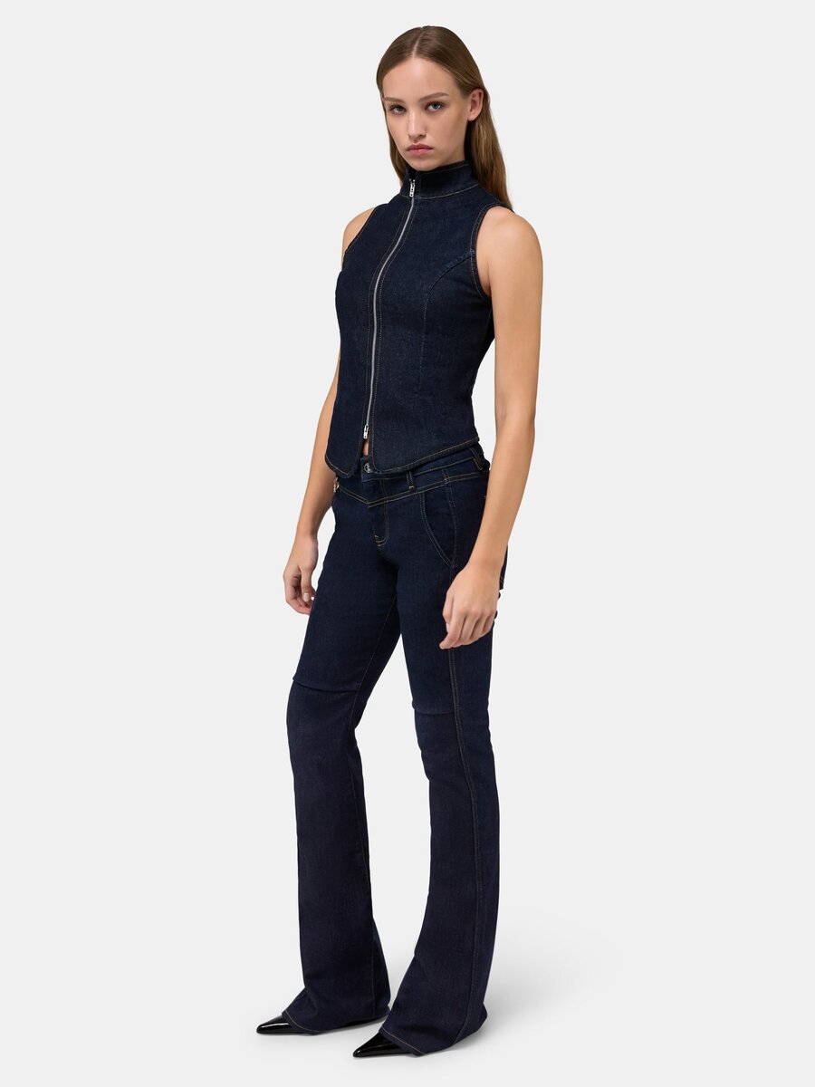 AMIRI RAW DENIM-TRÖJA MED DRAGKÄDJA FÖR DAMER