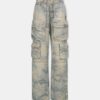 CAMO JACQUARD BAGGY CARGO JEANS