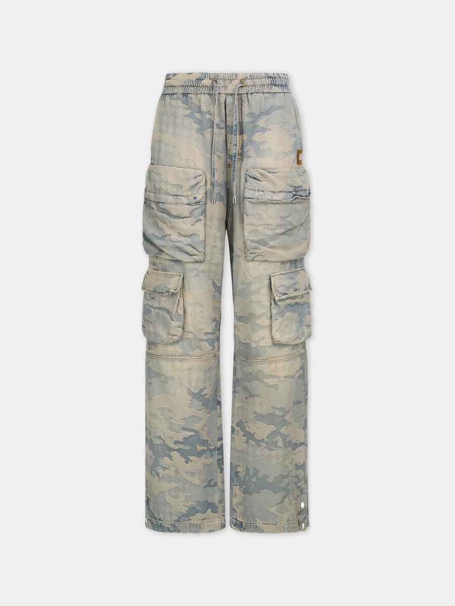 CAMO JACQUARD BAGGY CARGO JEANS