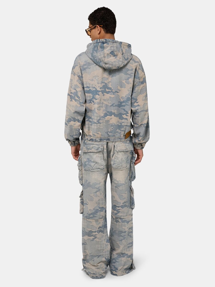 CAMO JACQUARD BAGGY CARGO JEANS