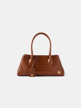 EMBOSSED CROC HONEY 40-AXELVÄSKA FÖR DAMER