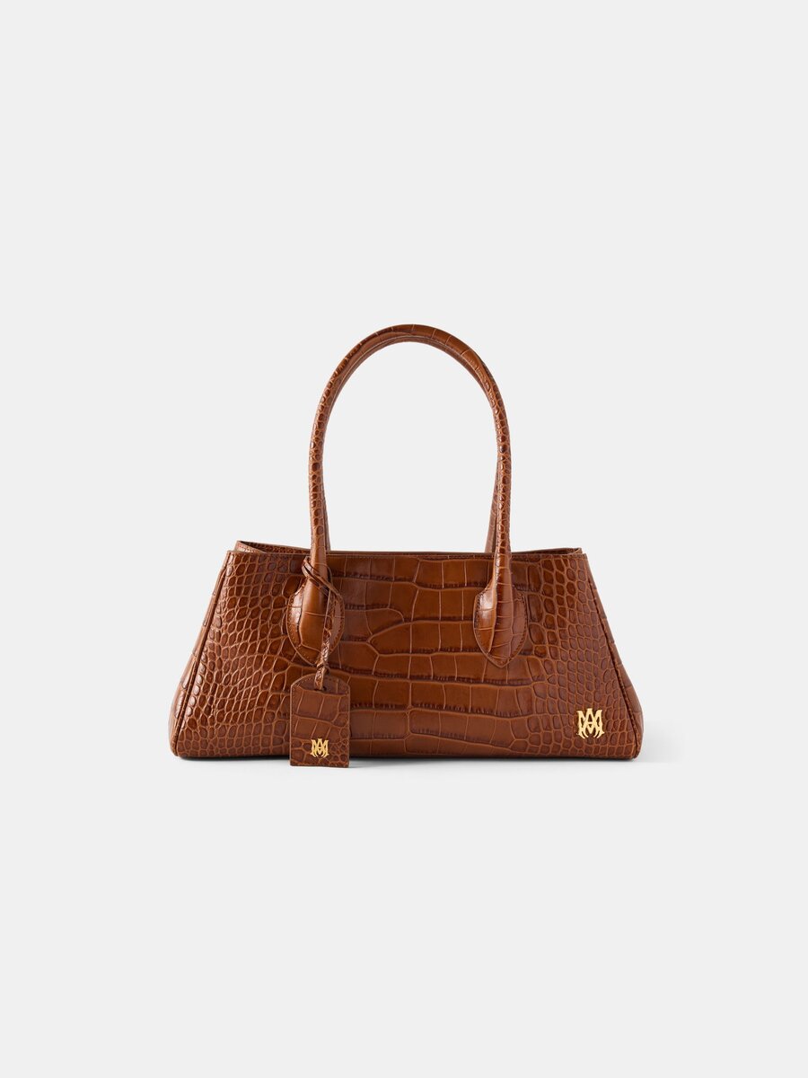 EMBOSSED CROC HONEY 40-AXELVÄSKA FÖR DAMER