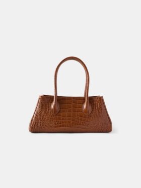 EMBOSSED CROC HONEY 40-AXELVÄSKA FÖR DAMER