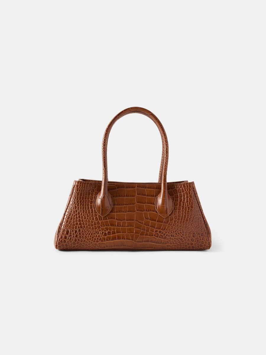 EMBOSSED CROC HONEY 40-AXELVÄSKA FÖR DAMER