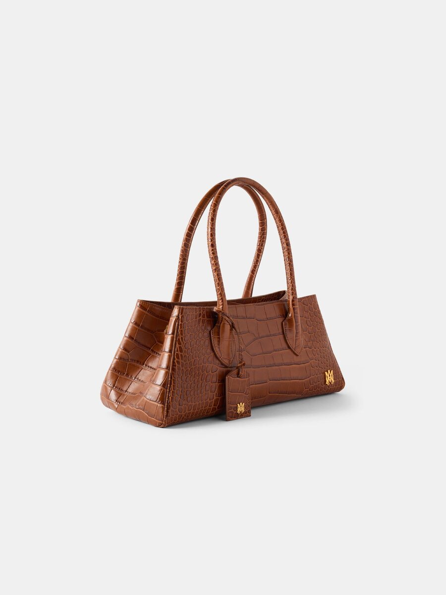 EMBOSSED CROC HONEY 40-AXELVÄSKA FÖR DAMER