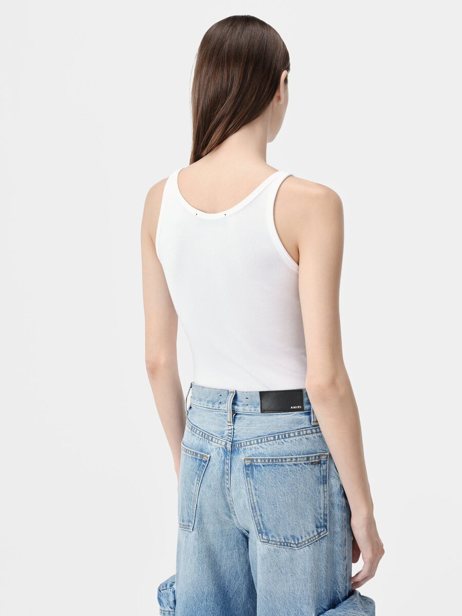 MA-BRODERAD RIBBAD TANK TOPP FÖR DAMER
