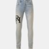 SKINNY JEANS MED FÖRSKJUTET LOGO