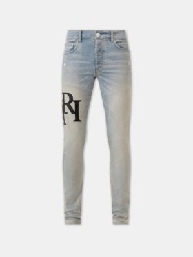 SKINNY JEANS MED FÖRSKJUTET LOGO