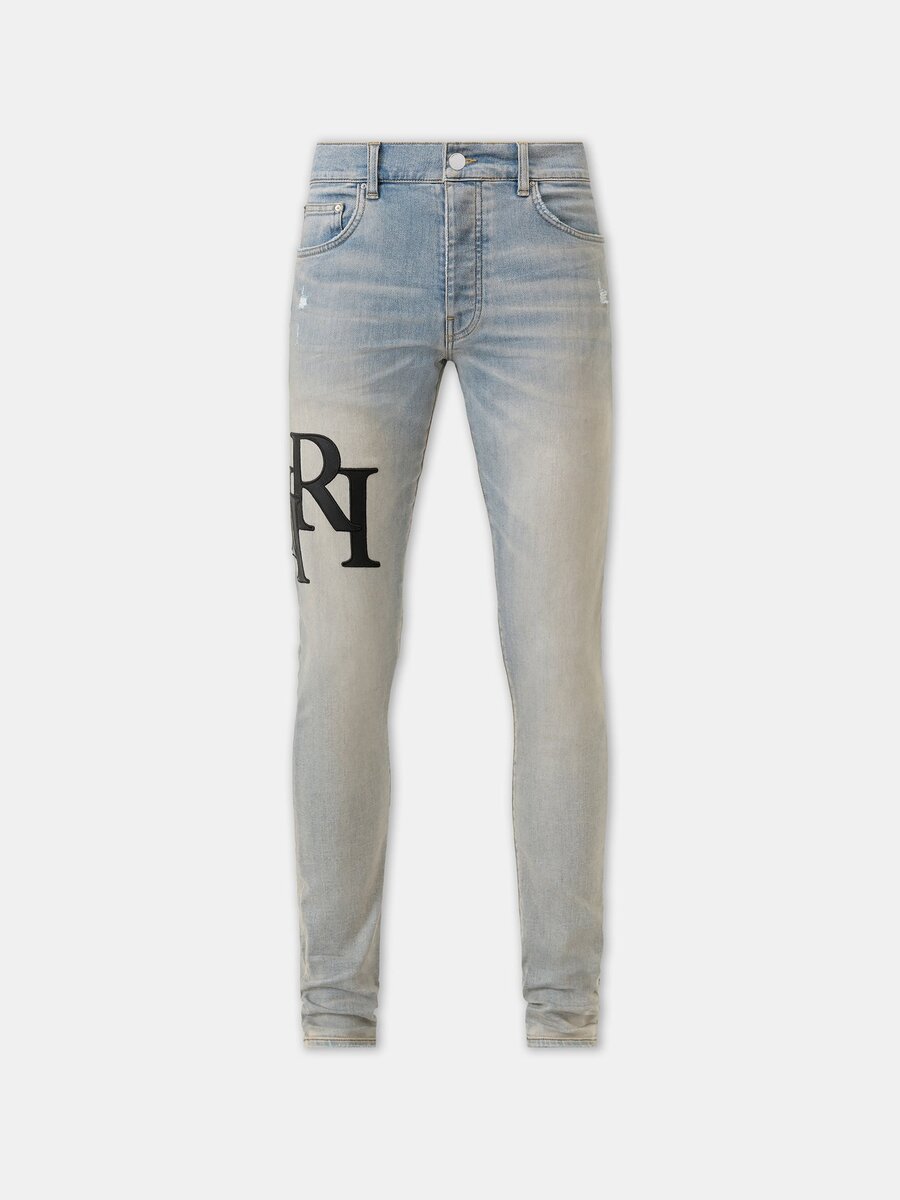 SKINNY JEANS MED FÖRSKJUTET LOGO
