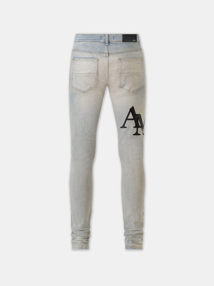 SKINNY JEANS MED FÖRSKJUTET LOGO