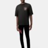 SKINNY JEANS MED FÖRSKJUTET LOGO – Svart Röd