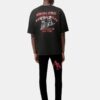 SKINNY JEANS MED FÖRSKJUTET LOGO – Svart Röd