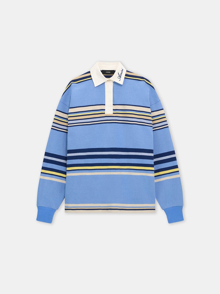 STRIPAD OVERSIZED POLOTRÖJA MED LÅNGA ÄRMAR