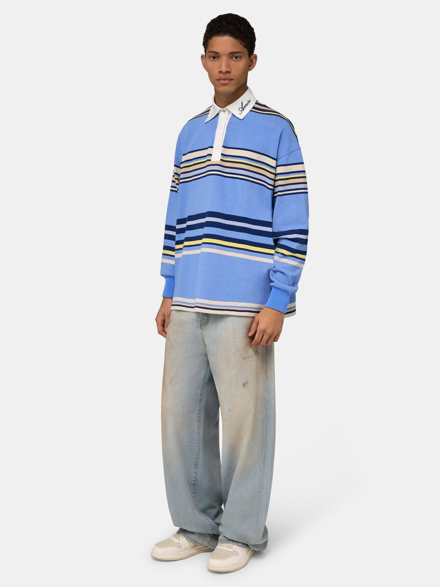 STRIPAD OVERSIZED POLOTRÖJA MED LÅNGA ÄRMAR