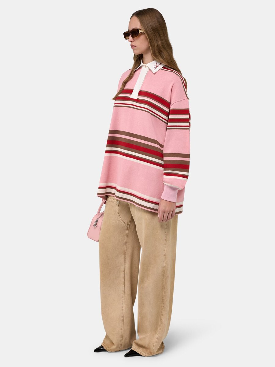 STRIPAD OVERSIZED POLOTRÖJA MED LÅNGA ÄRMAR FÖR DAMER