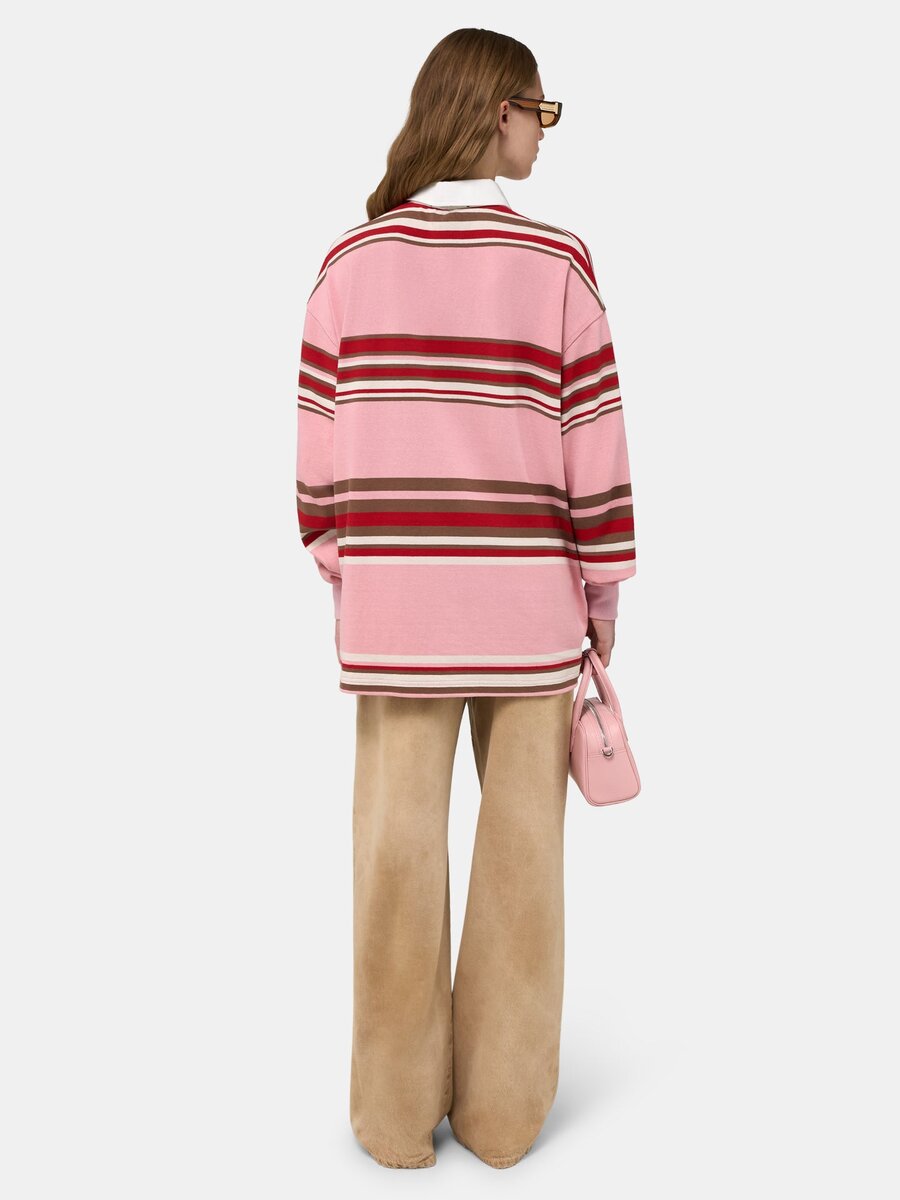 STRIPAD OVERSIZED POLOTRÖJA MED LÅNGA ÄRMAR FÖR DAMER
